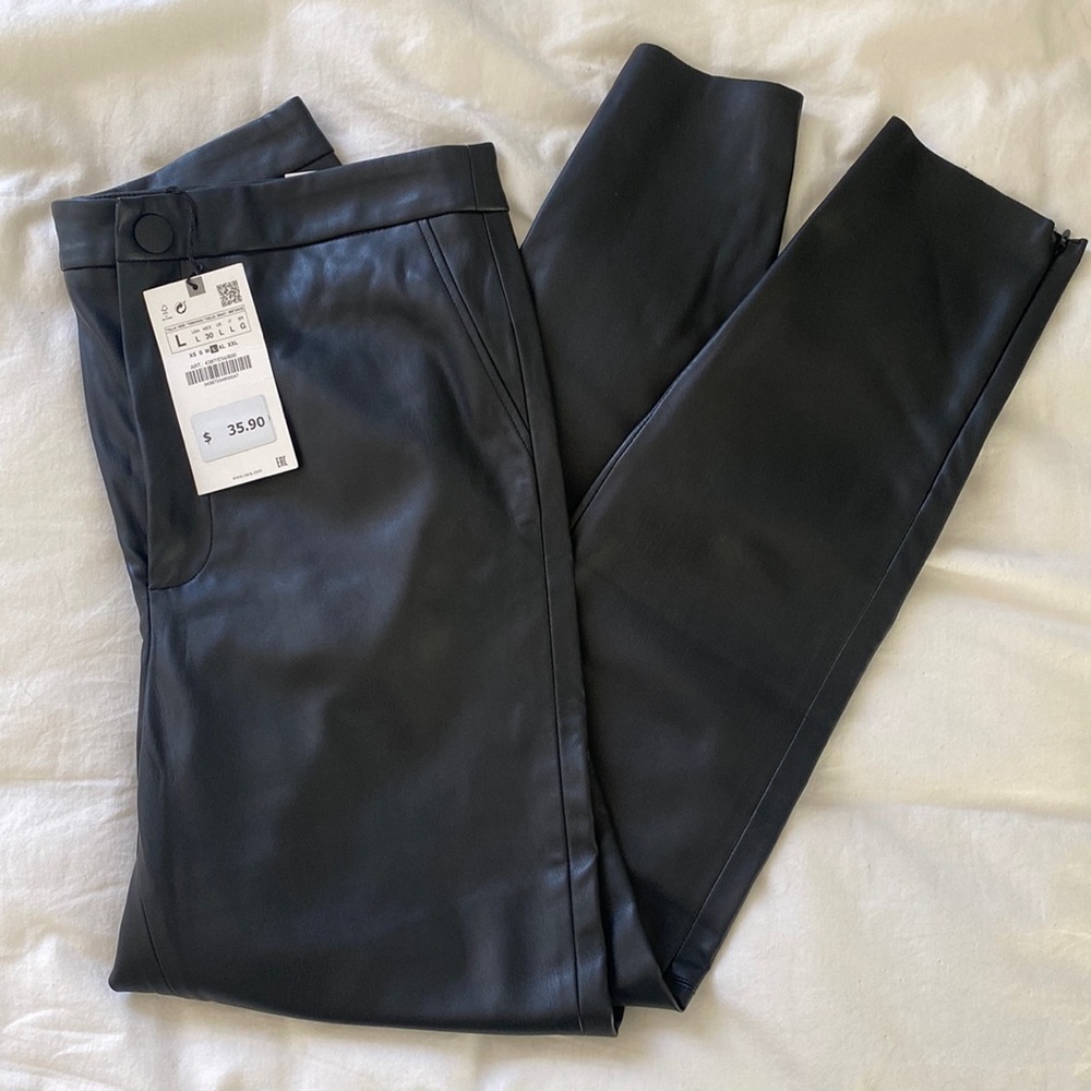 NWT Zara High Rise Leather Style Leggings